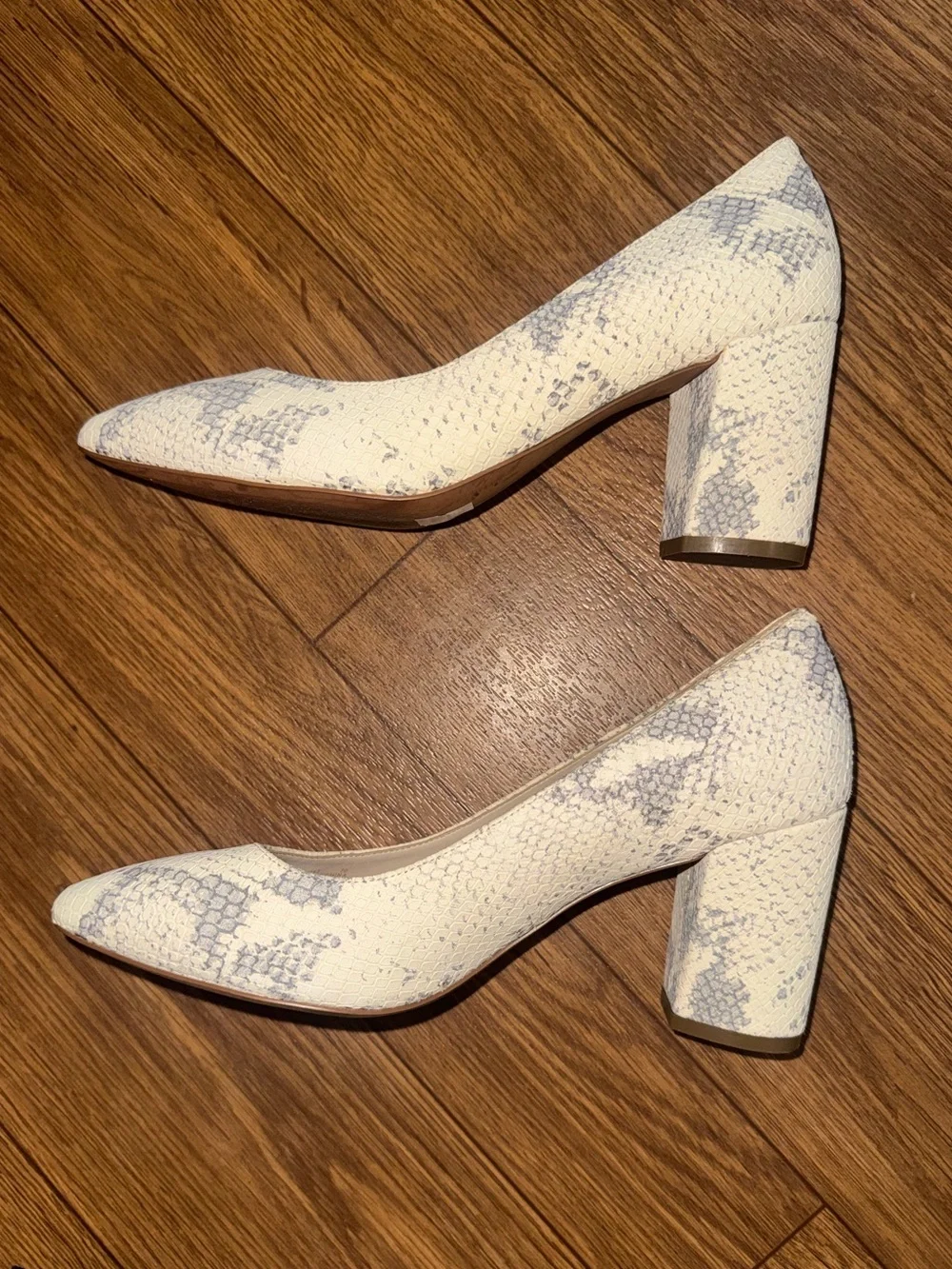Cole Haan snakeskin block heel pumps size 7